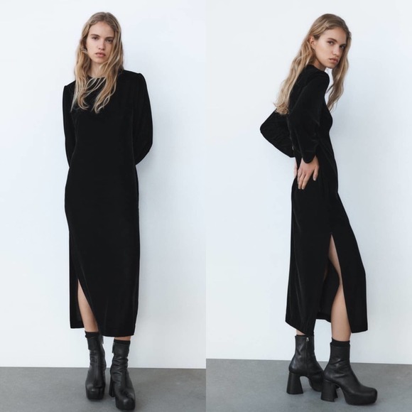 ZARA DRAPED VELVET DRESS